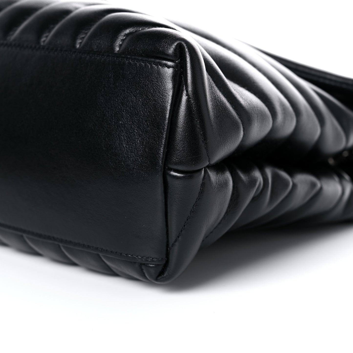 Calfskin Y Quilted Monogram Medium Loulou Chain Satchel Black