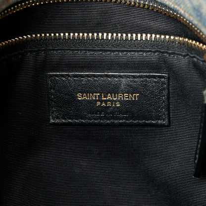 Saint Laurent Denim Quilted Medium Loulou Puffer Monogram Chain Satchel Blue Cinnamon 6 of 11