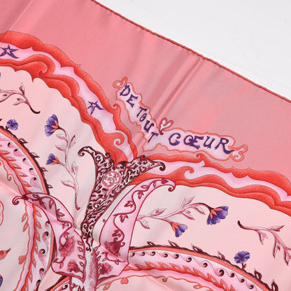 Hermes Silk De Tout Coeur Scarf 90 Vieux Rose Rose Pale Violine 4 of 7