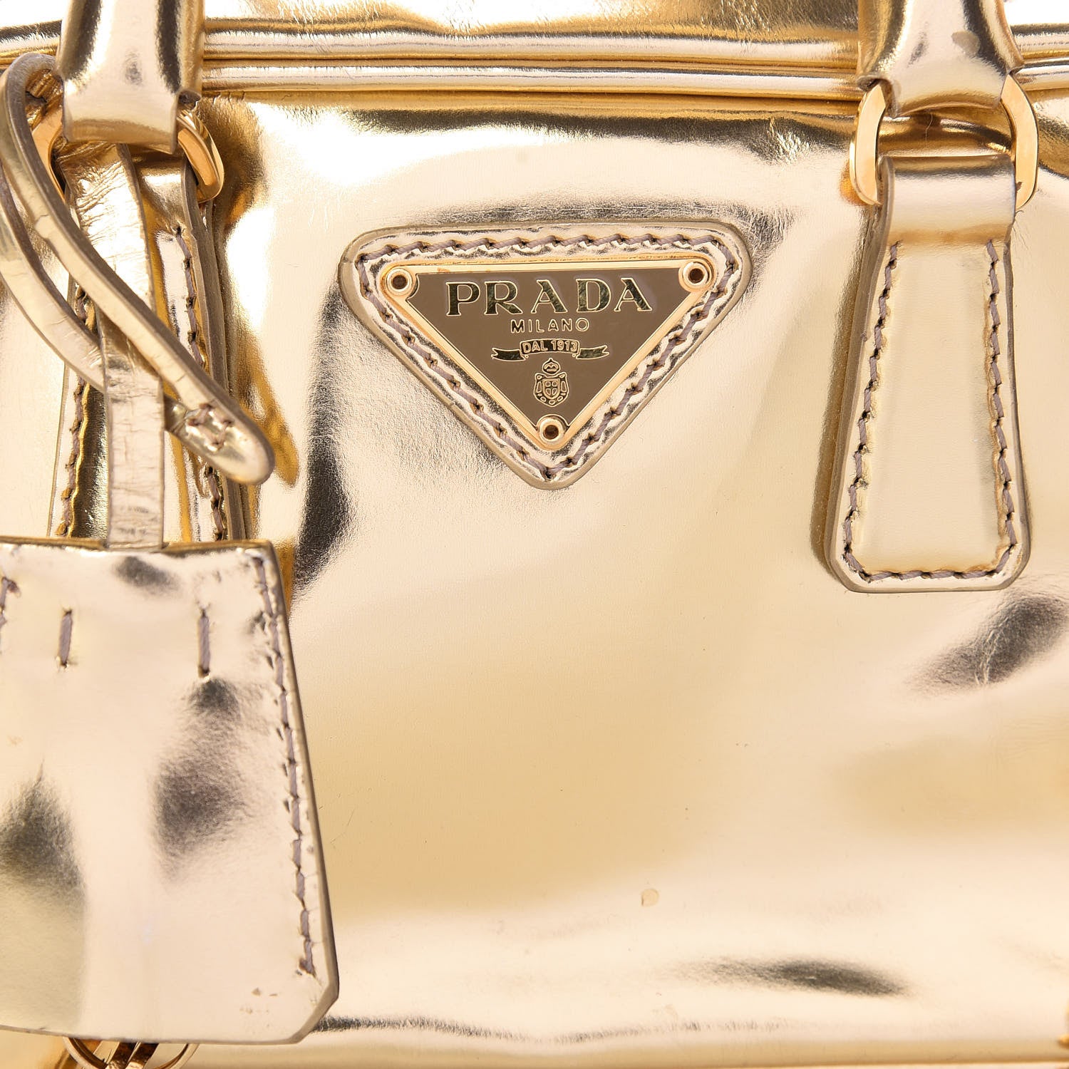Prada Metallic Vitello Mini Top Handle Crossbody Bag Platino 8 of 11