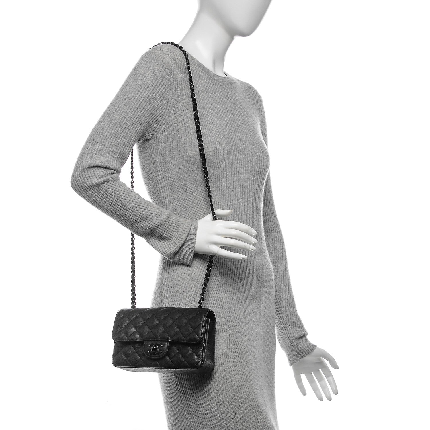 Chanel Crumpled Calfskin Quilted Mini Rectangular Flap So Black 2 of 7