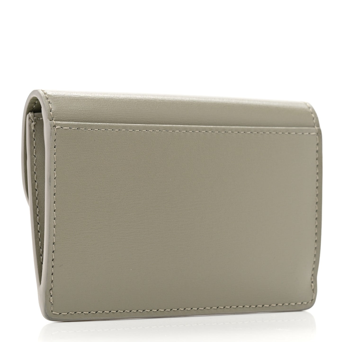 Shiny Calfskin Triomphe Flap Card Holder Green Clay
