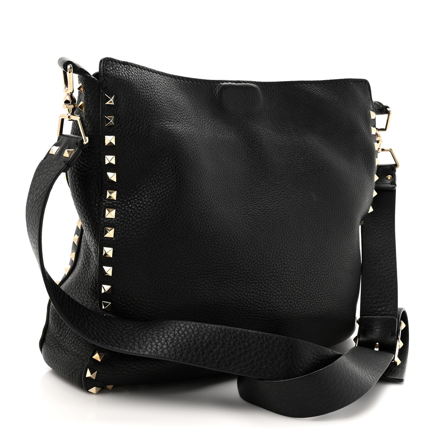 Valentino Garavani Pebbled Calfskin Small Rockstud Flip-Lock Messenger Bag Black 3 of 12