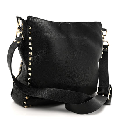 Valentino Garavani Pebbled Calfskin Small Rockstud Flip-Lock Messenger Bag Black 3 of 12