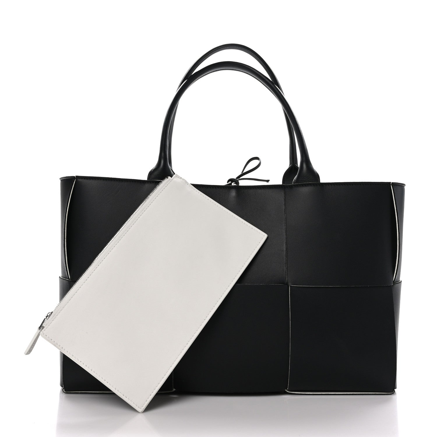 Bottega Veneta Nappa Maxi Intrecciato Arco Tote Black White 3 of 10