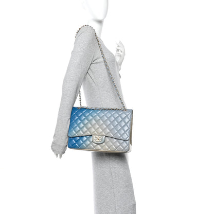 Chanel Lambskin Degrade Quilted Maxi Single Flap Light Blue 2 of 11