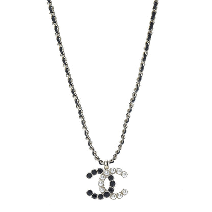Chanel Lambskin Resin Pearl Dazzling Domino Short Necklace Gold Black 1 of 5