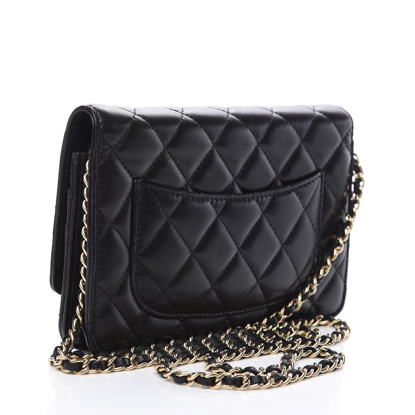 Lambskin Quilted Wallet On Chain WOC Black