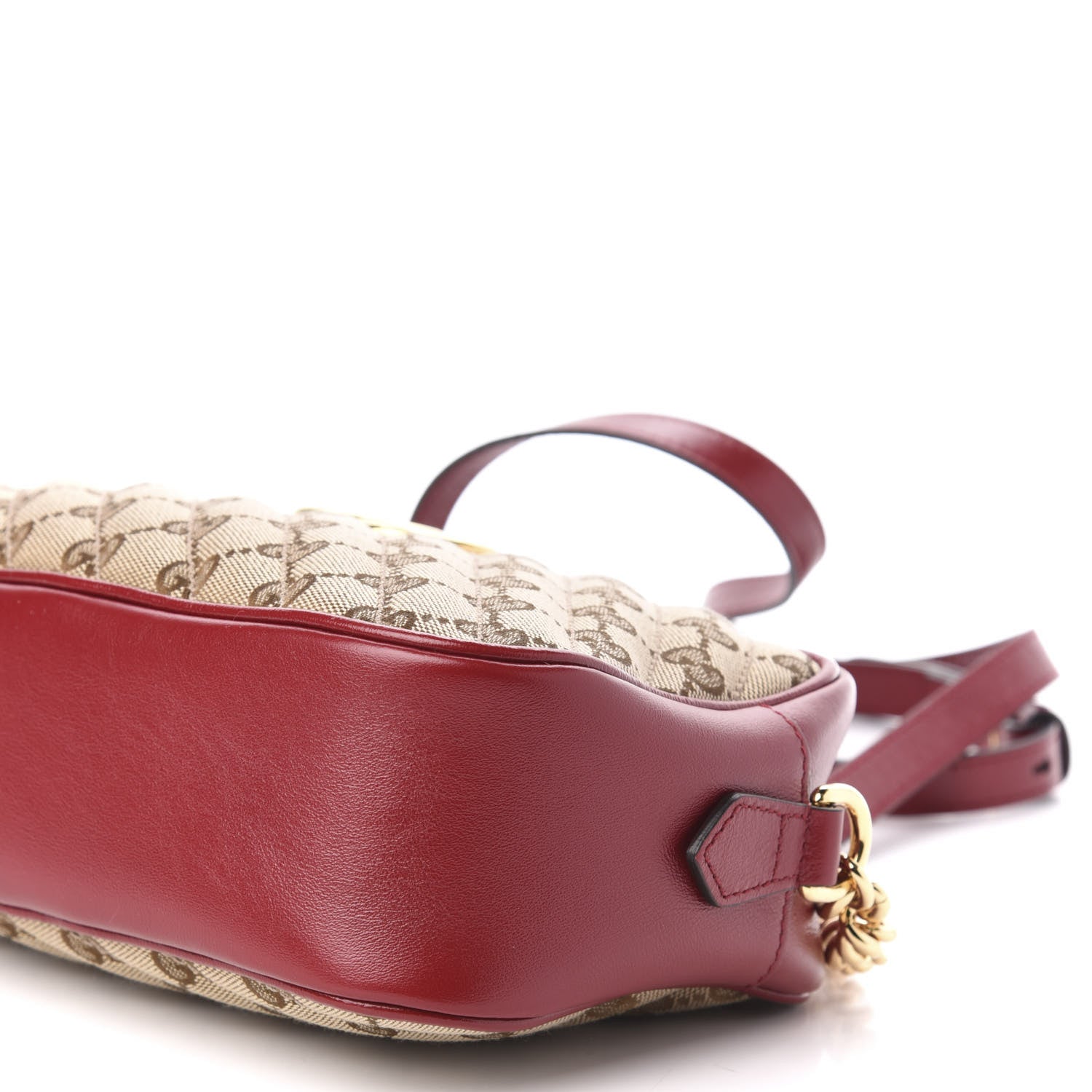 Gucci Monogram Azalea Calfskin Matelasse Diagonal Small GG Marmont Chain Shoulder Bag Beige Ebony New Cherry Red 10 of 11