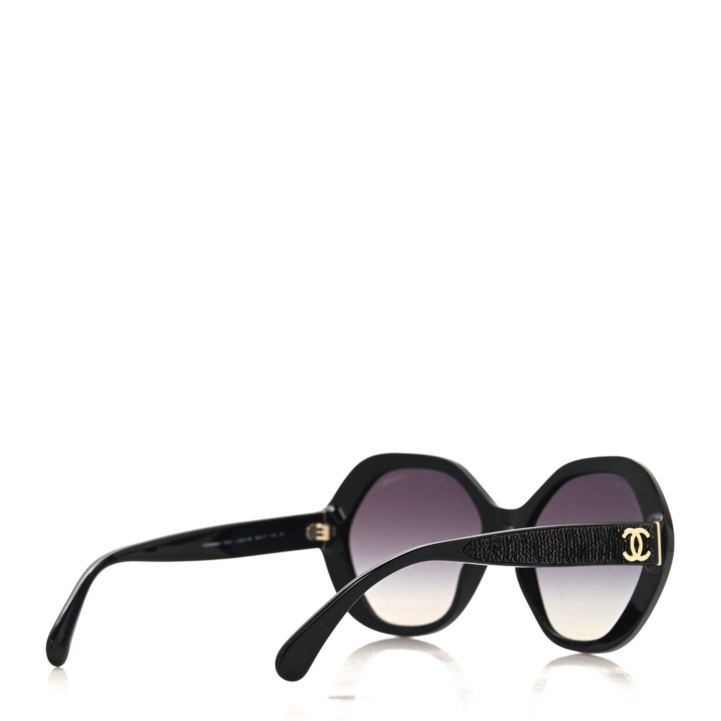Acetate Sequin Round Sunglasses 5451-A Black