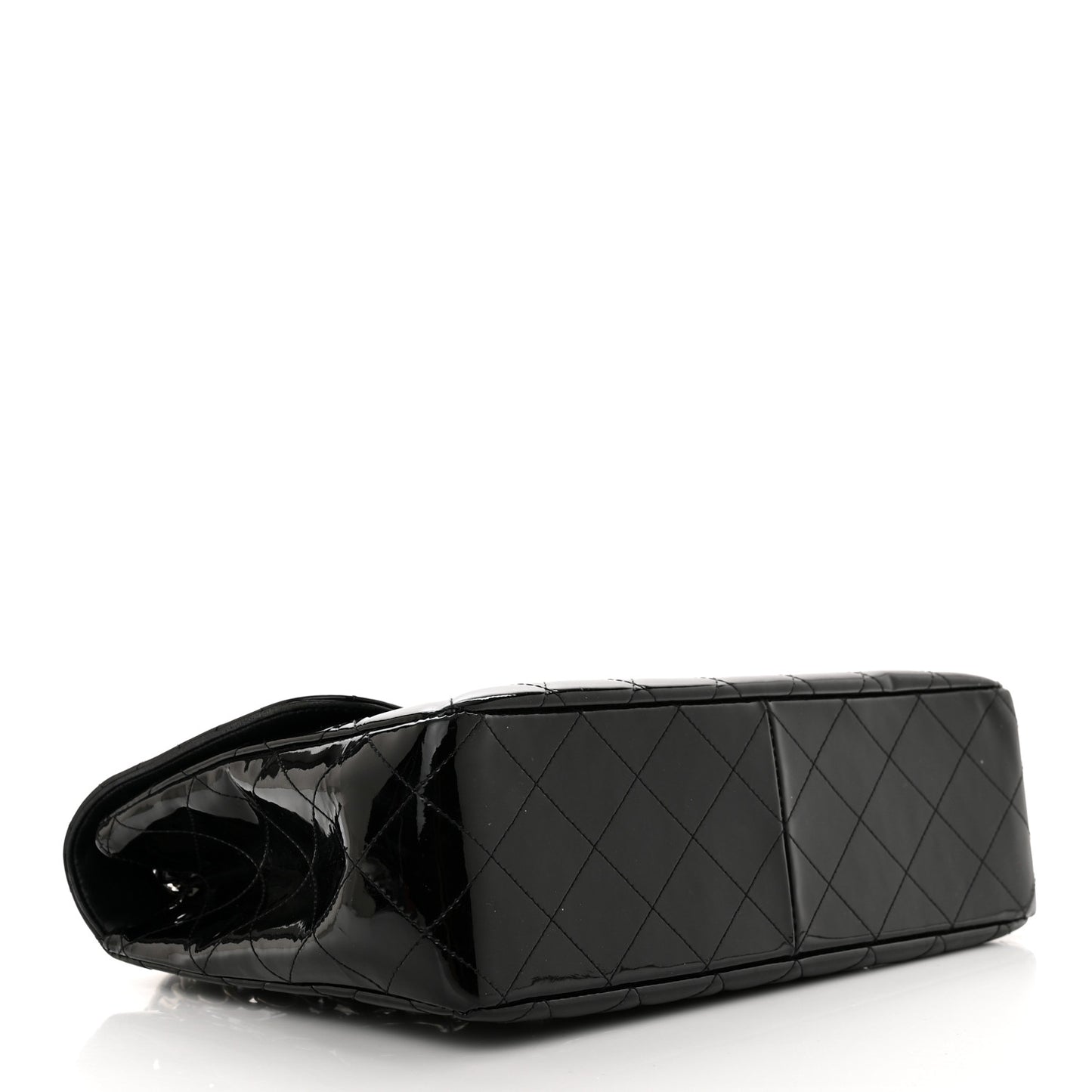 Patent Quilted Jumbo Single Flap Black