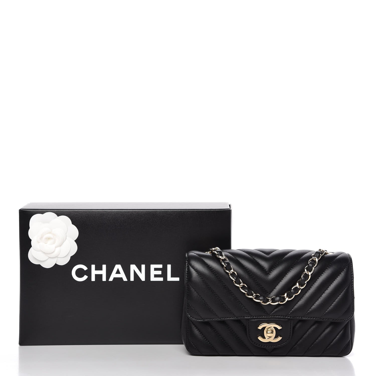 Chanel Lambskin Chevron Quilted Mini Rectangular Flap Black 10 of 10