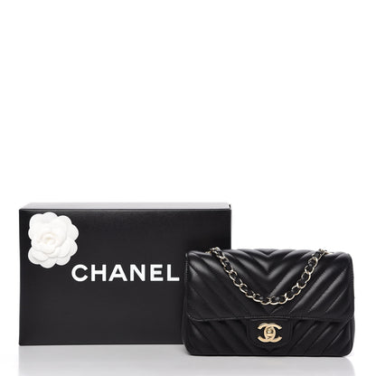 Chanel Lambskin Chevron Quilted Mini Rectangular Flap Black 10 of 10