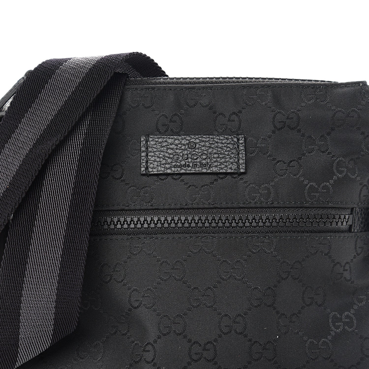 Gucci Nylon Monogram Mini Flat Messenger Bag Black 9 of 9