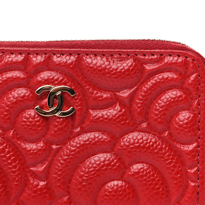 Chanel Caviar Camellia Embossed Key Holder Case Red 8 of 9