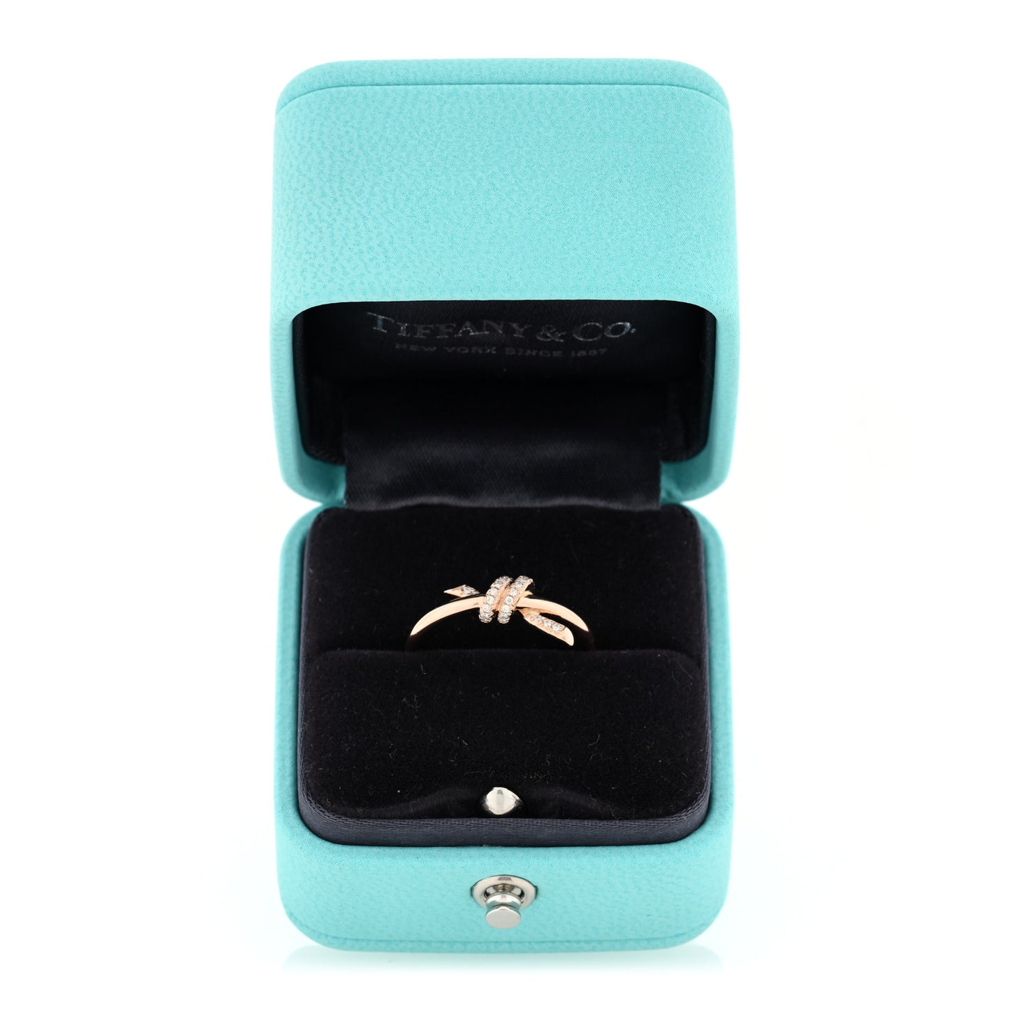 18K Rose Gold Diamond Small Knot Ring 49 4.75