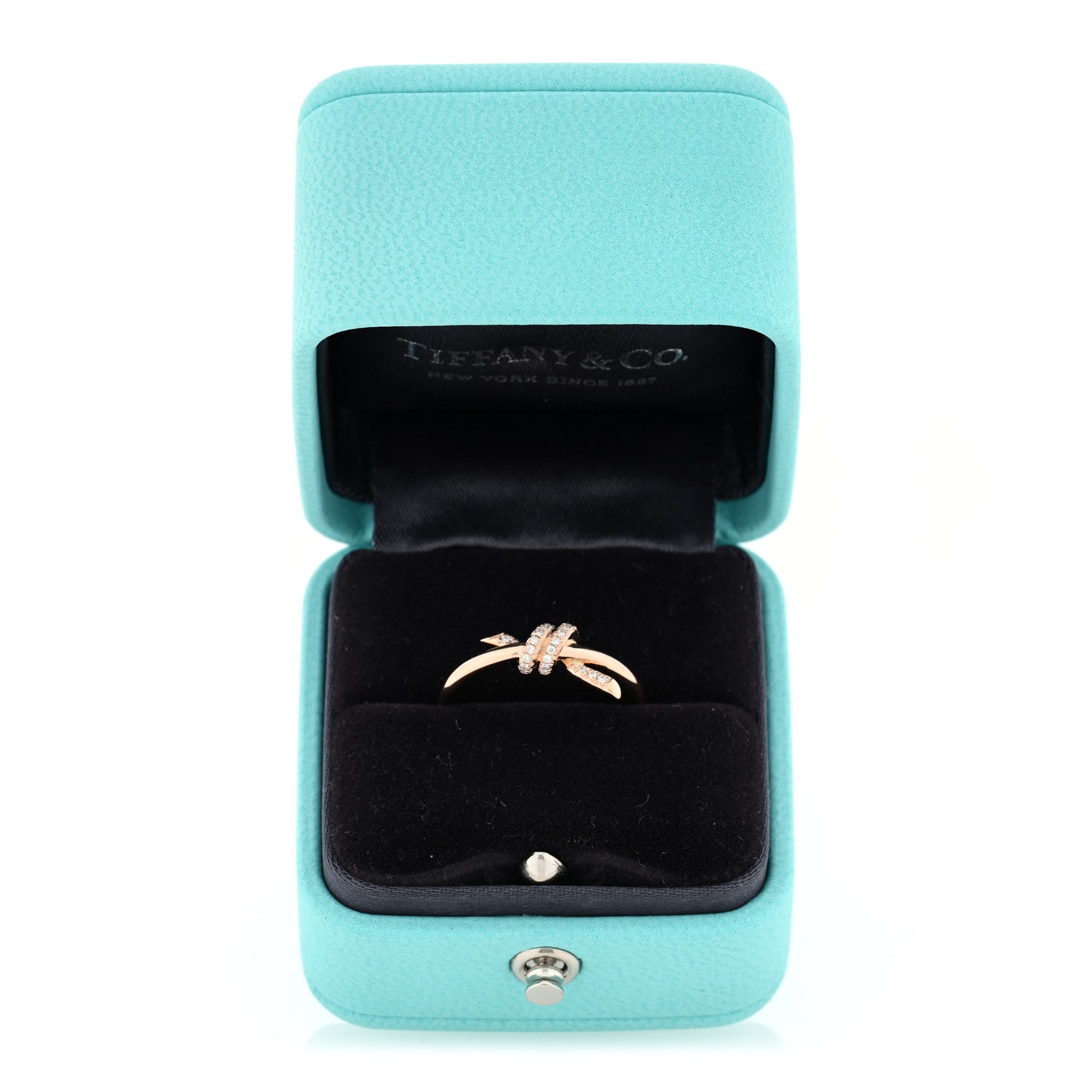 Tiffany 18K Rose Gold Diamond Small Knot Ring 49 4.75 5 of 5