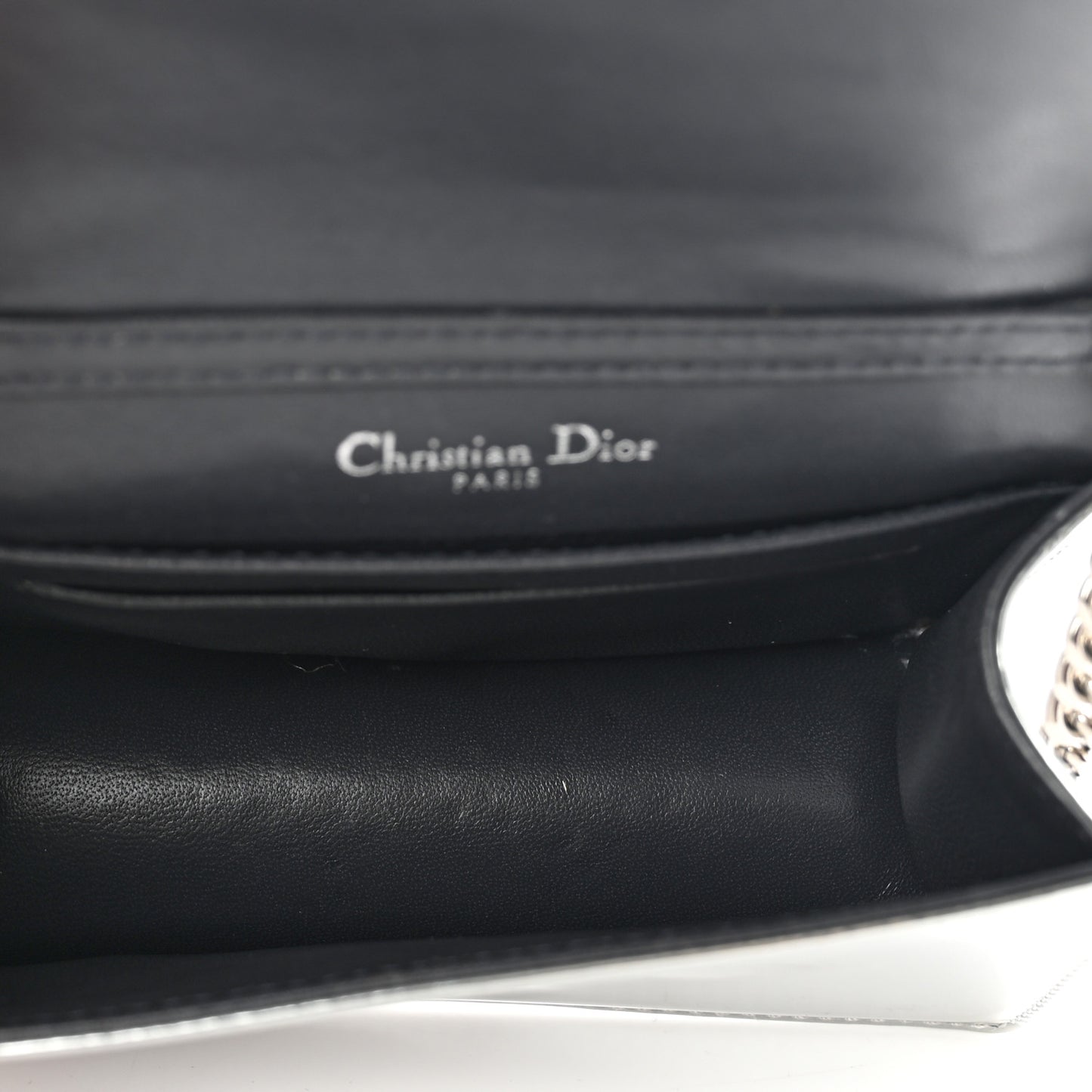Metallic Patent Micro-Cannage Baby Diorama Flap Bag Silver
