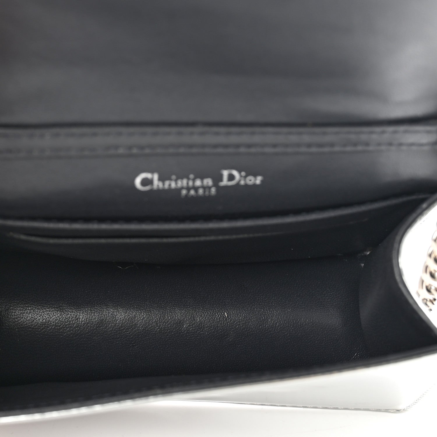 Christian Dior Metallic Patent Micro-Cannage Baby Diorama Flap Bag Silver 4 of 7