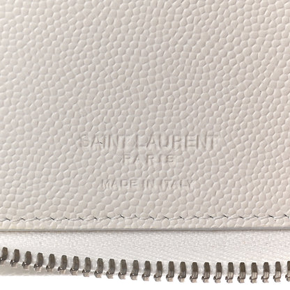 Saint Laurent Grain De Poudre Classic Zip Around Travel Wallet White 7 of 10