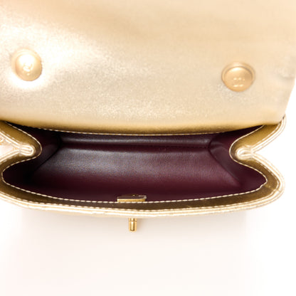 Chanel Metallic Goatskin Quilted Chic Pearls Mini Flap Gold 5 of 10