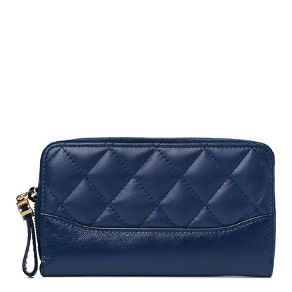Chanel Aged Calfskin Quilted Small Gabrielle Zip Around Wallet Blue 1 of 5