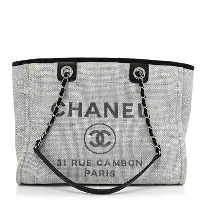 Chanel Woven Straw Raffia Small Deauville Tote Grey 1 of 10