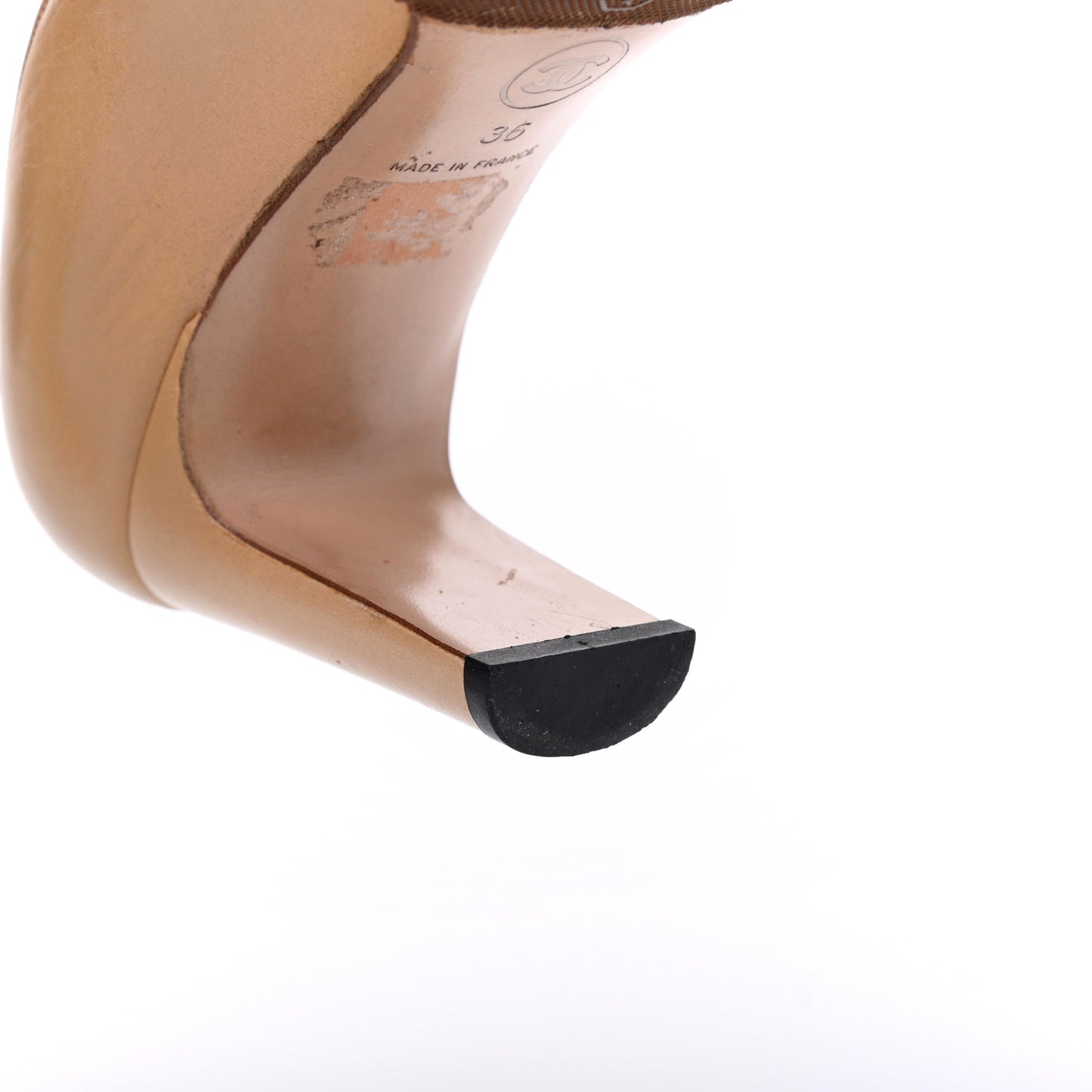 Lambskin Cap Toe CC Pumps 36 Beige Black