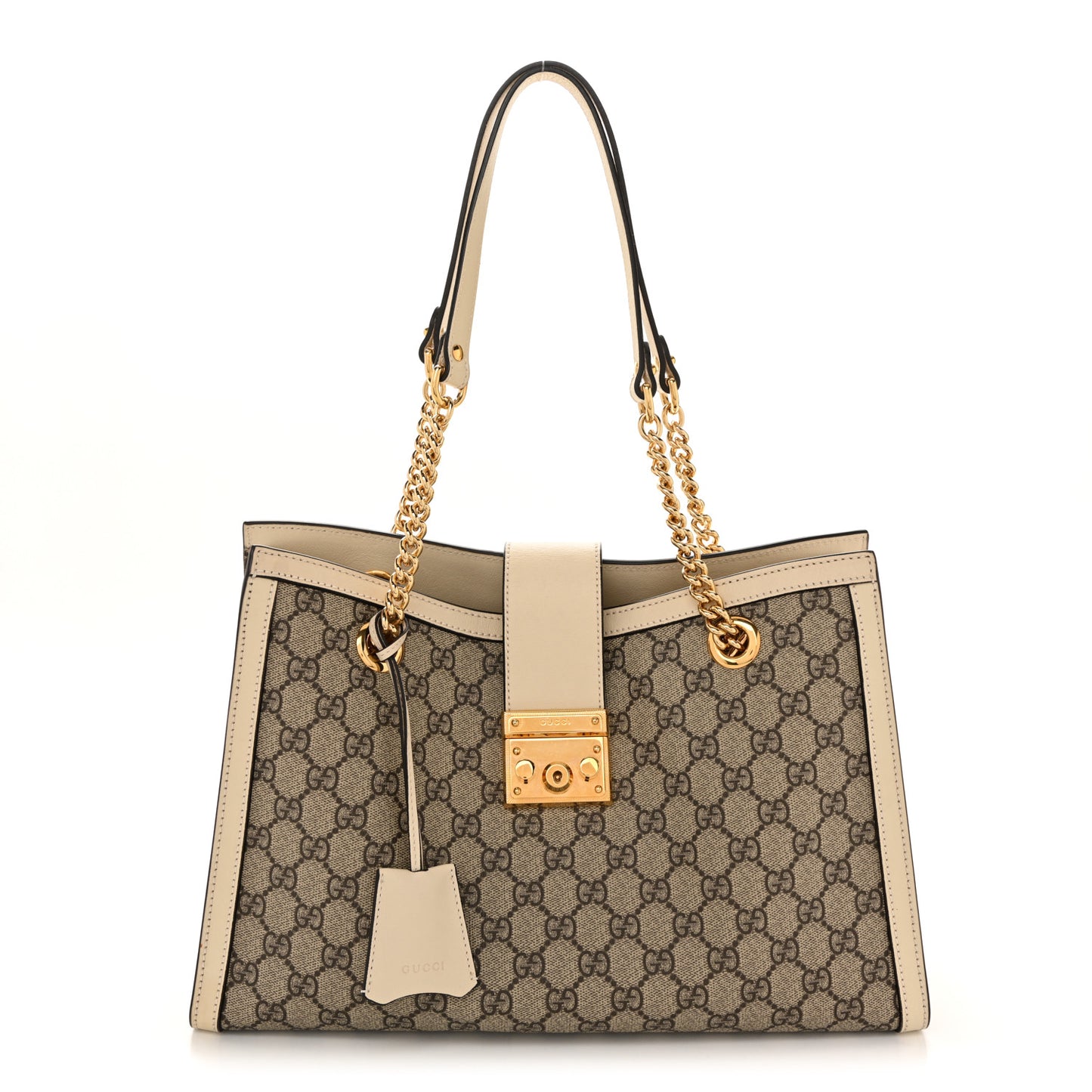 GG Supreme Monogram Medium Padlock Tote White