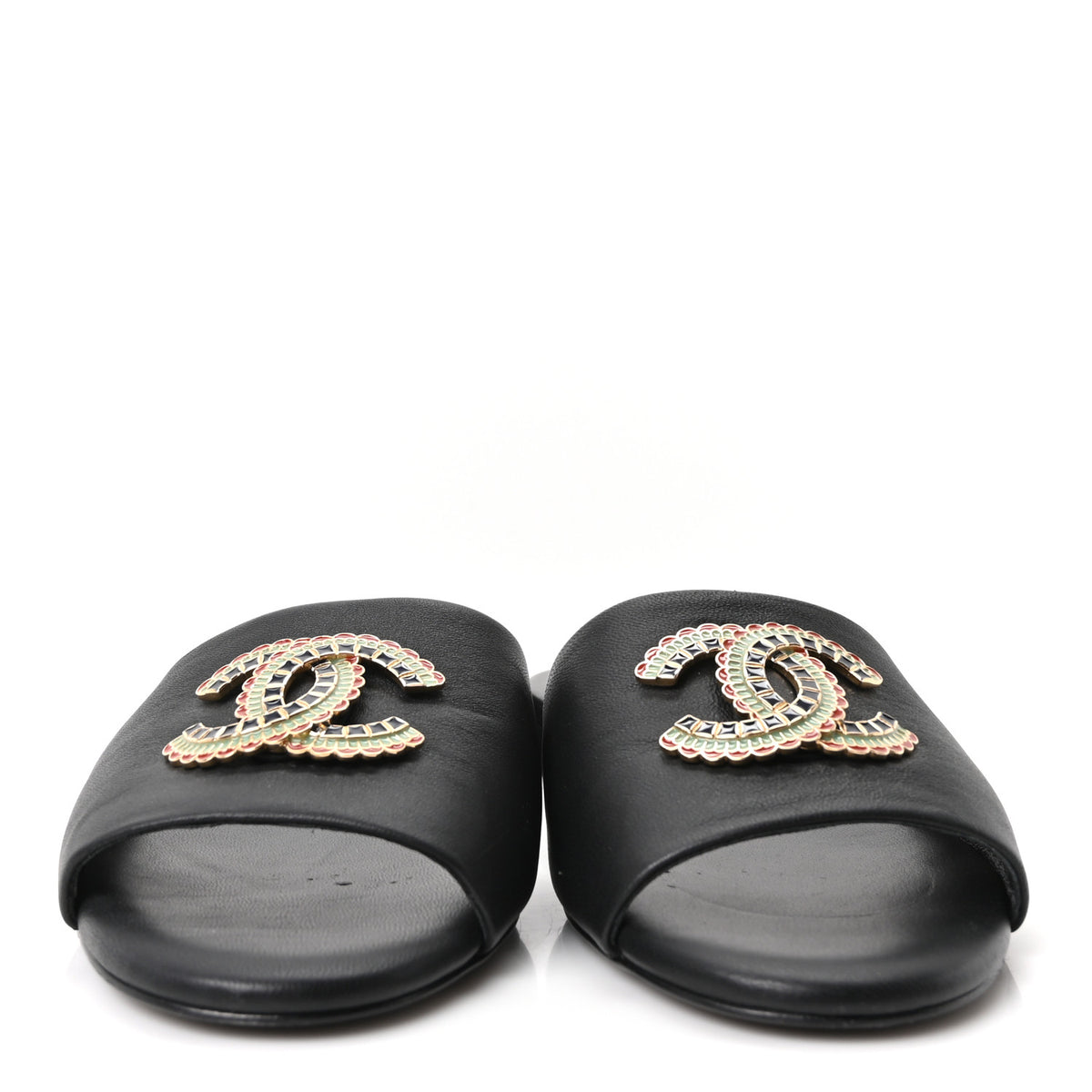 Chanel Lambskin Enamel CC Mules 39.5 Black 3 of 9