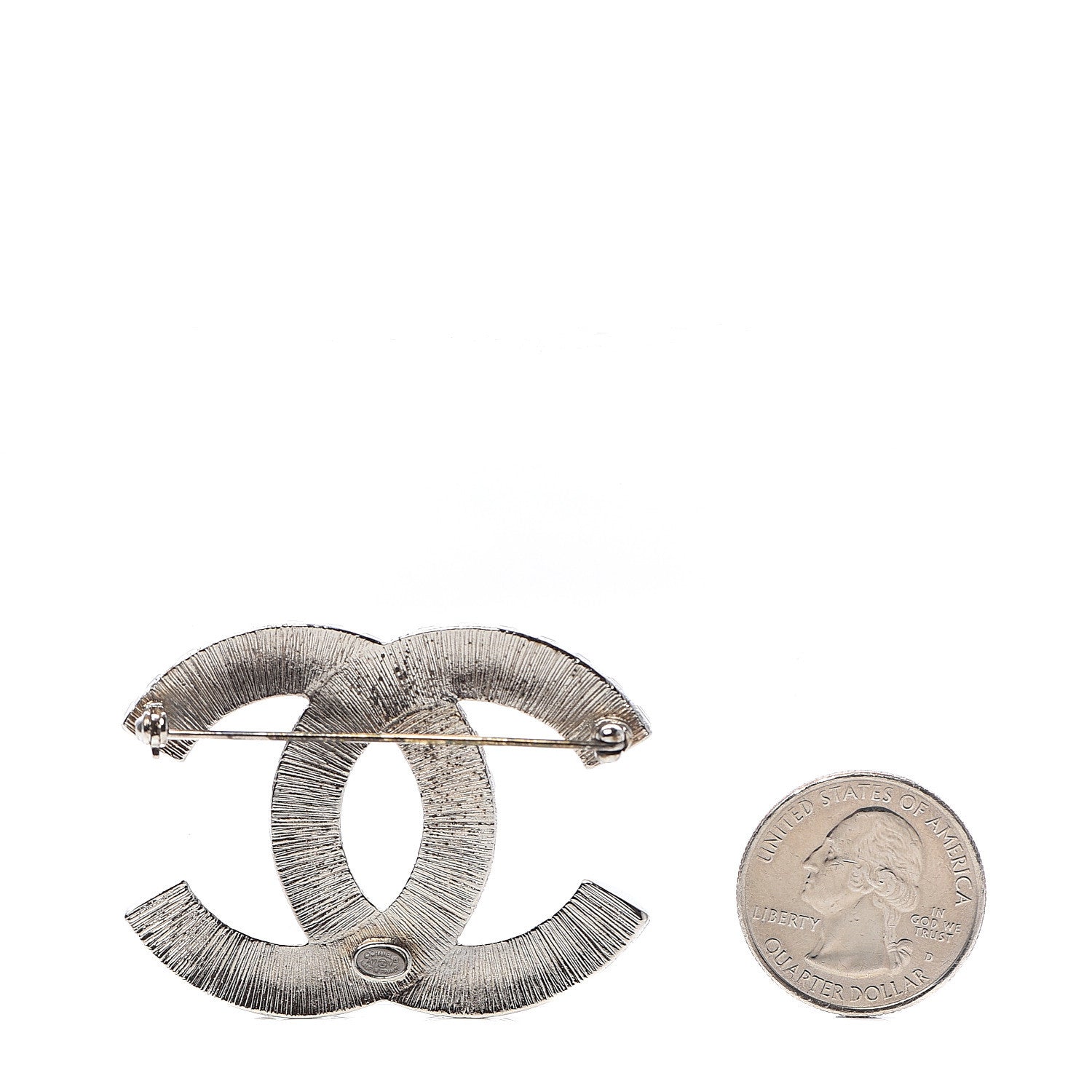 Chanel Baguette Crystal CC Brooch Silver 2 of 5