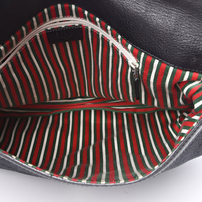 Gucci Denim Monogram Britt Tassel Shoulder Bag Black 4 of 13