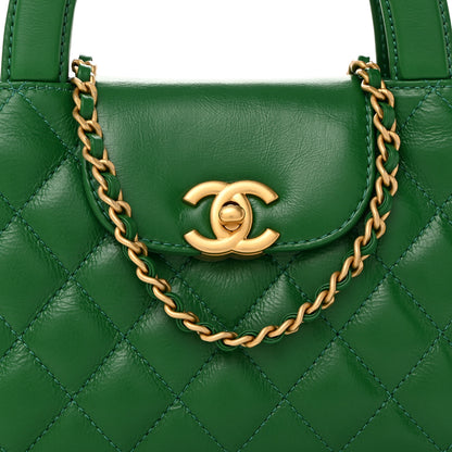 Chanel Shiny Aged Calfskin Quilted Nano Kelly Shopper Green 8 of 10