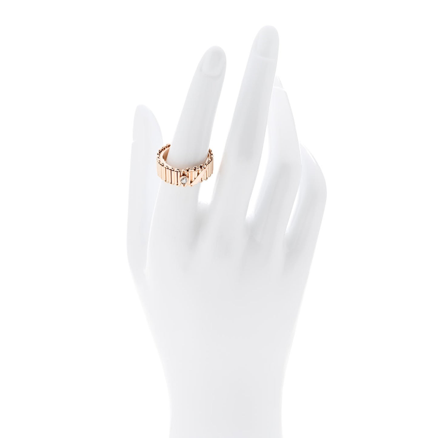 18K Rose Gold Diamond Ribbon Ring 54 6.75