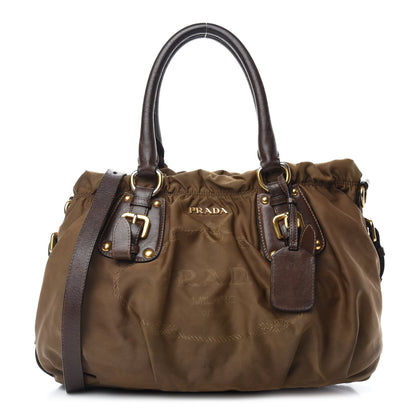 Prada Tessuto Nylon Jacquard Logo Tote Brown 1 of 18