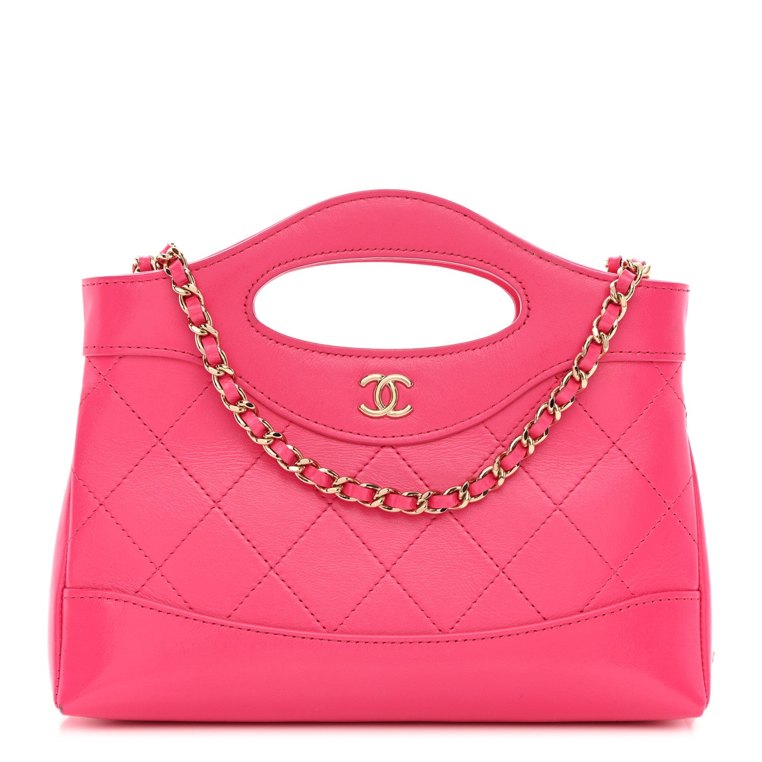 Chanel Shiny Crumpled Calfskin Quilted Nano 31 Shopping Bag Pink 1 of 11