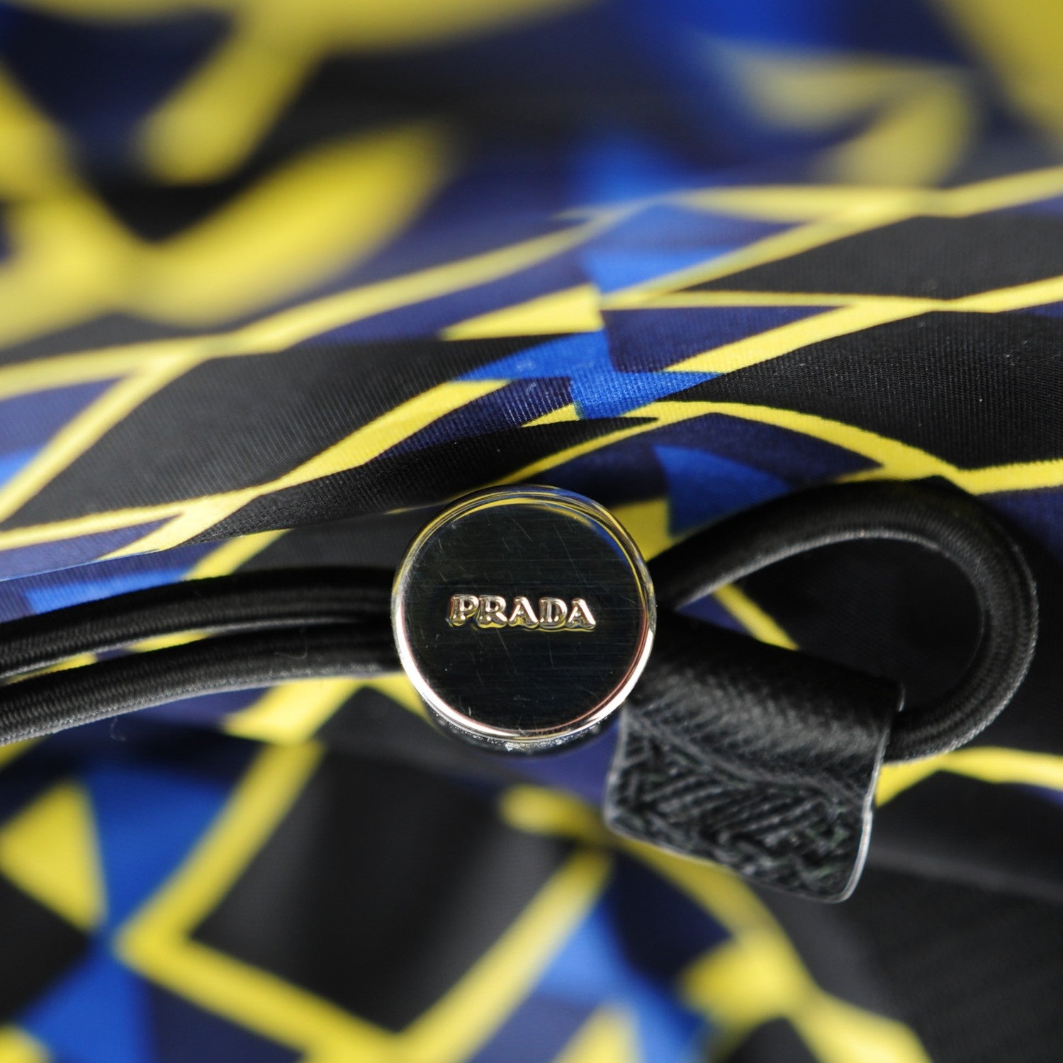 Prada Tessuto Stampato Argyle Print Double Buckle Backpack Blue 9 of 9