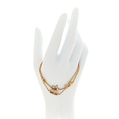 Christian Dior Crystal Star Charms Bracelet Set Gold 2 of 6