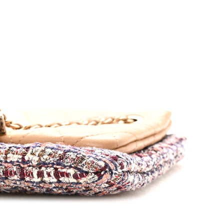 Chanel Tweed Lambskin Quilted Pouch Beige Multicolor 10 of 10