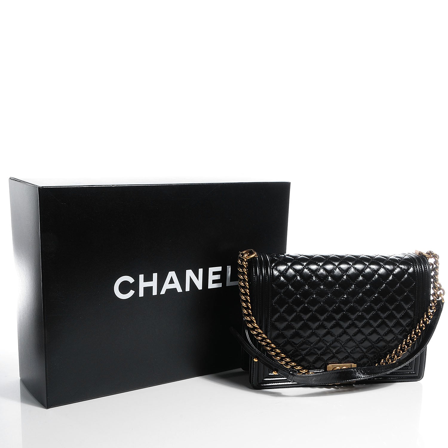 Chanel Glazed Calfskin Large Boy Flap Black 5 of 9