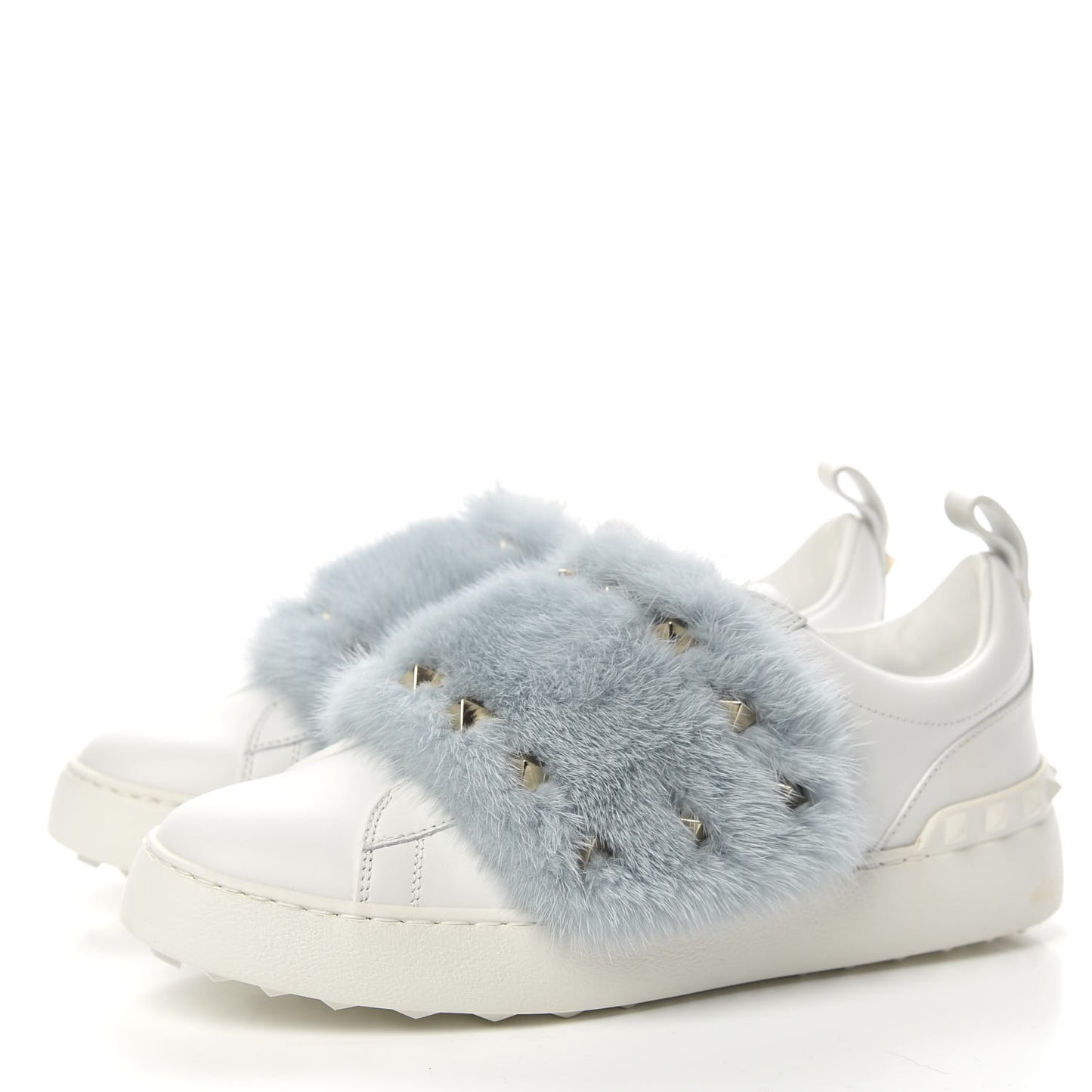 Calfskin Mink Fur Sneakers 37 White Niagara