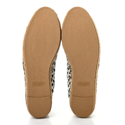 Saint Laurent Canvas Leopard Print Espadrilles 37.5 Latte Black 5 of 10