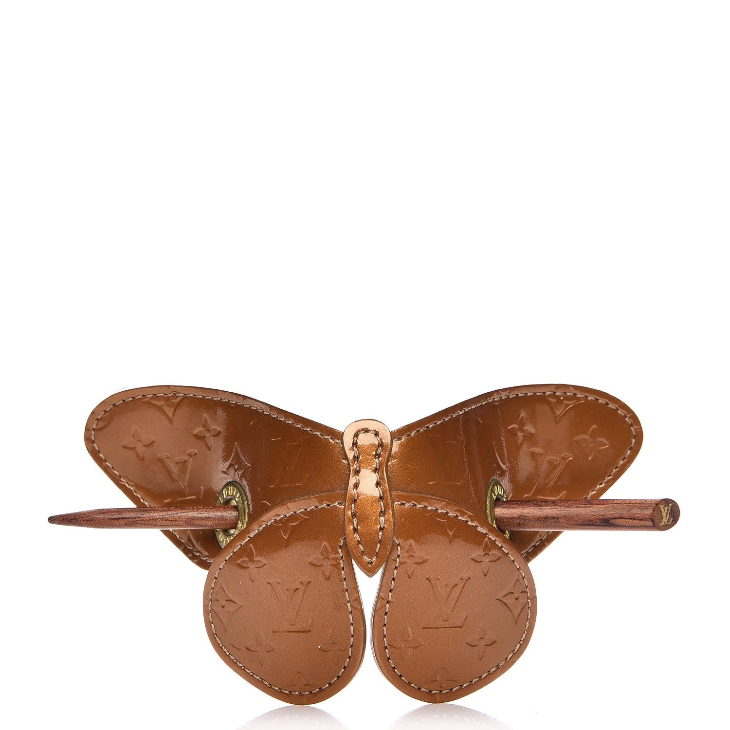 Louis Vuitton Vernis Butterfly Hair Pin Barette Bronze 1 of 7