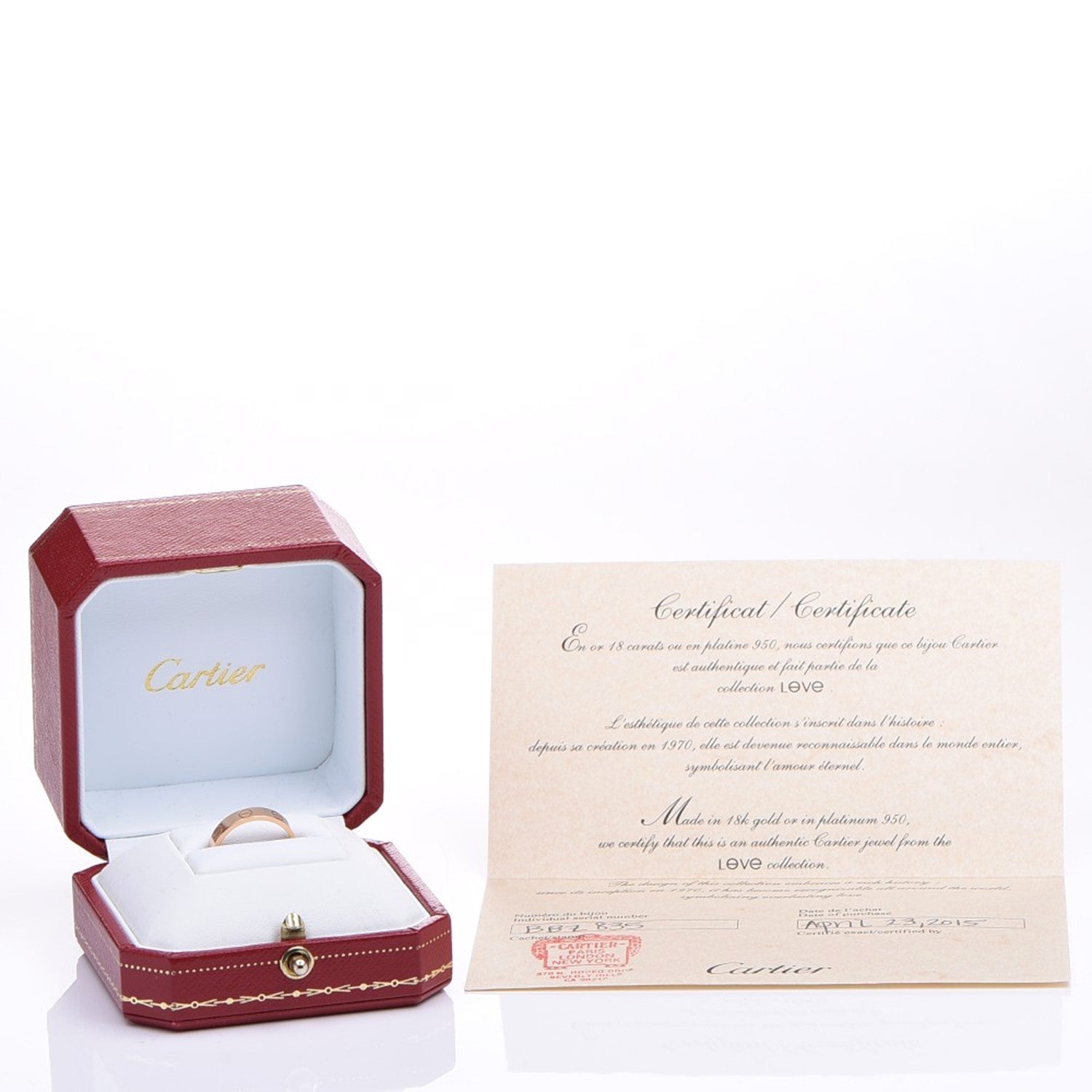 Cartier 18K Pink Gold 4mm LOVE Wedding Band Ring 48 4.5 4 of 4