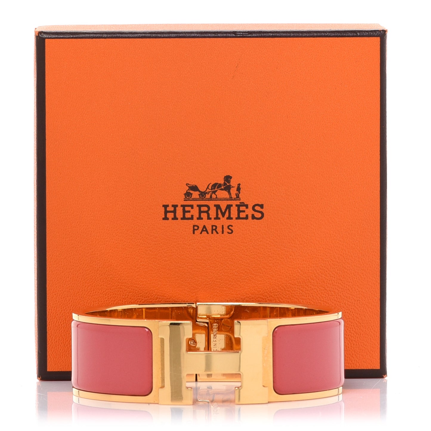 Enamel Wide Clic Clac H Bracelet PM Rouge Corail