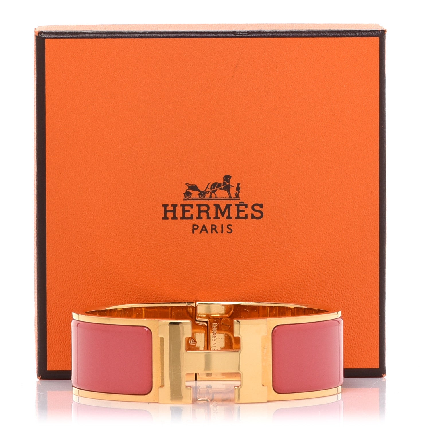 Hermes Enamel Wide Clic Clac H Bracelet PM Rouge Corail 6 of 6