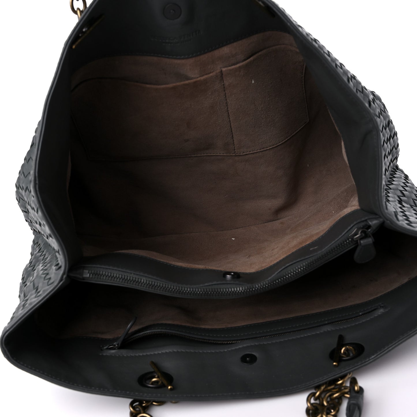 Nappa Intrecciato Large Classic Chain Strap Tote Grey