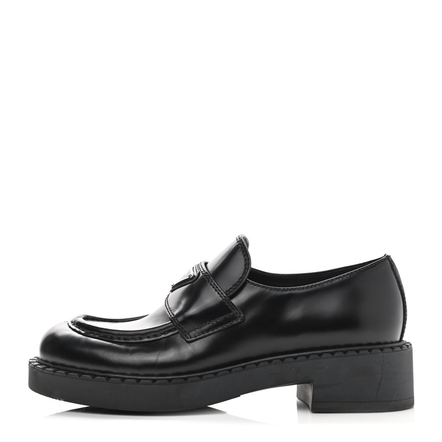 Spazzolato Metal Triangle Logo 50mm Loafers 37 Black