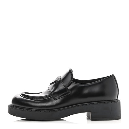 Prada Spazzolato Metal Triangle Logo 50mm Loafers 37 Black 1 of 10