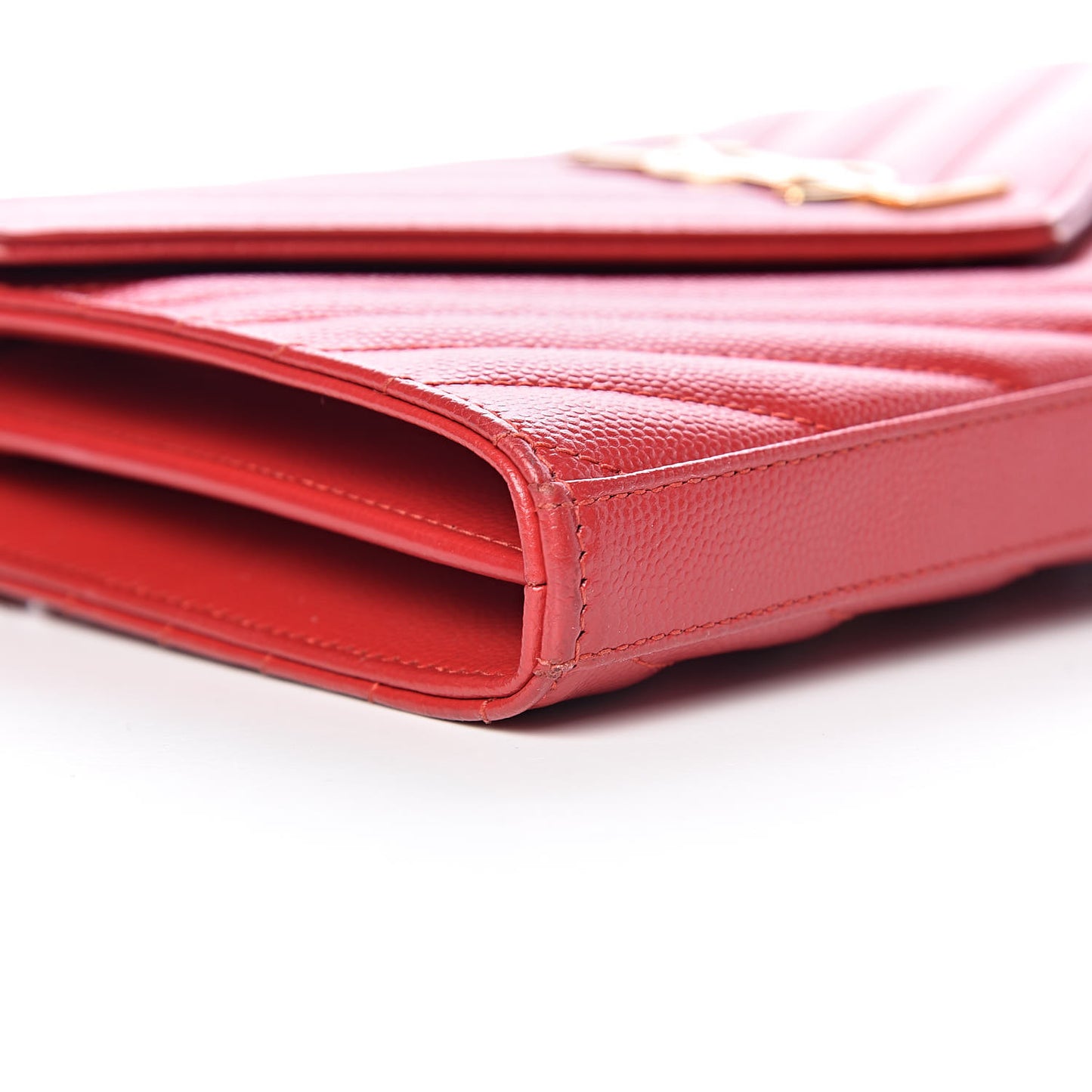 Grain De Poudre Matelasse Chevron Monogram Chain Wallet New Red
